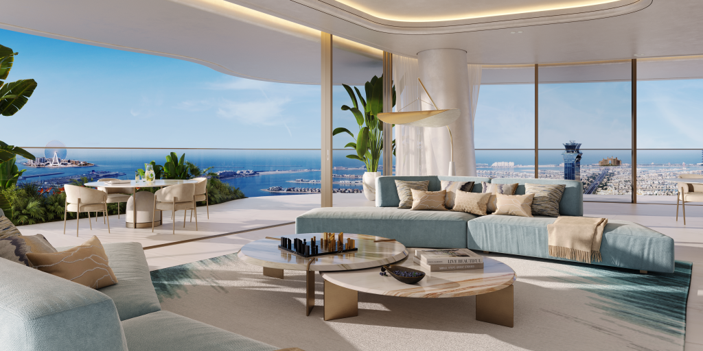 Stylish lounge space in Como Residences with curated artwork and luxurious finishes